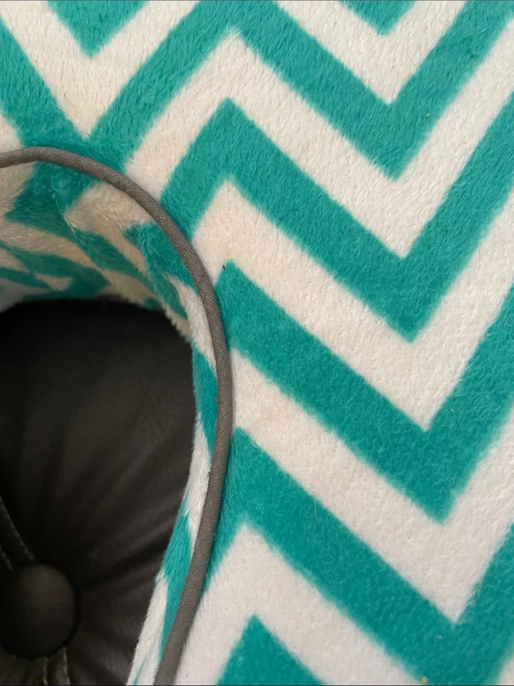 Chevron Plush Neck Pillow - Turquoise & White Travel Comfort
